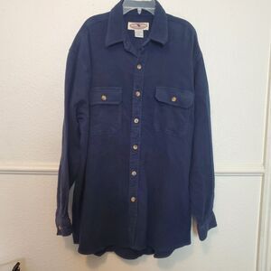 Moose Creek Mens Flannel Shirt Chamois Button Down Navy Blue Thick Heavy Sz XL